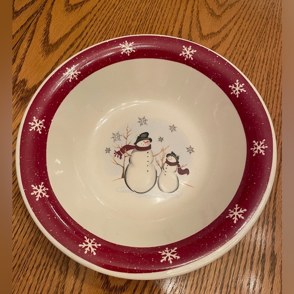10 Inch Stoneware Serving Bowl - Red and White - Picture 4 of 7